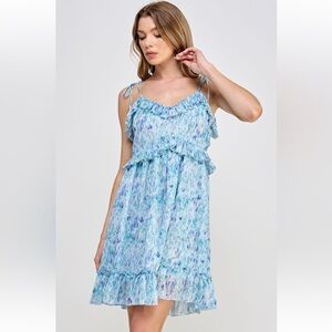 NWT Koko + Mason Sleeveless Ruffle Floral Print Minidress (Size XL)